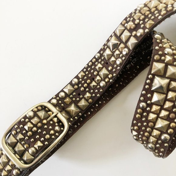 Leather Stud-embellished Belt / Unisex - Picture 5 of 5